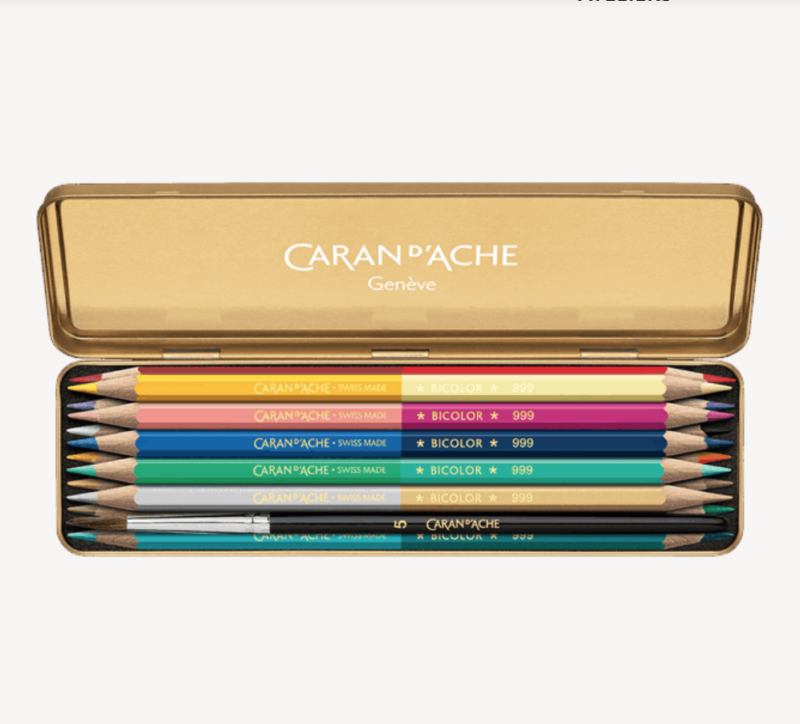 Boîte à 18 Crayons Couleur Vintage CARAN D'ACHE  VIDE  made in